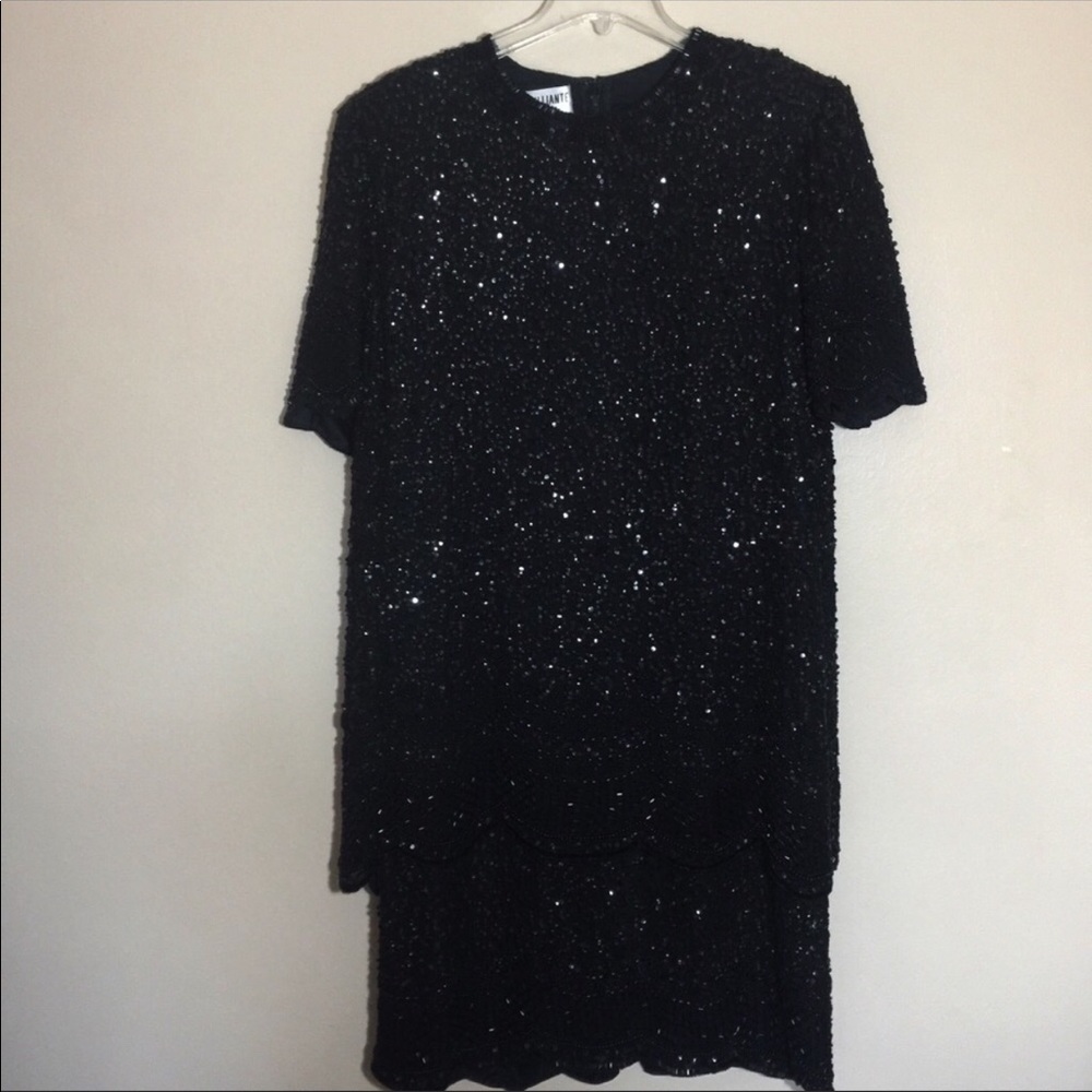 COPY - Vintage Brilliante by J.A black sequin dress XXL